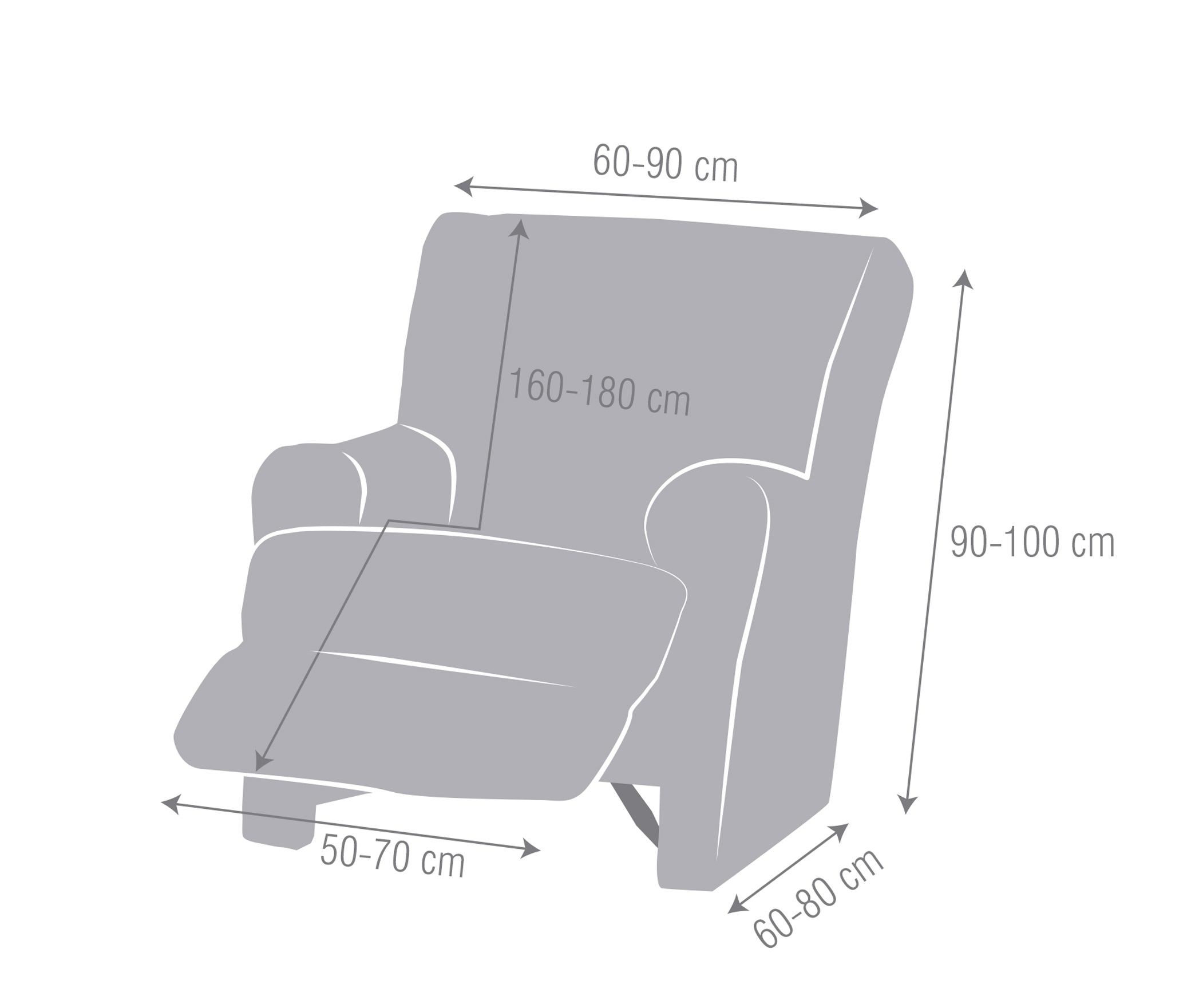 medidas funda sillon relax pies juntos elasticas bielasticas eysa